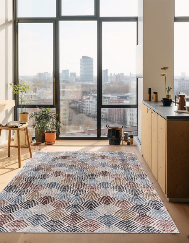 Multicolor 4' x 6' Eco Trellis Rectangle Area Rug 100% Recycled Space Dyed Polyester With Cotton Backing Geometric Pattern Eco-Friendly Carpet for Sale at Rug Engine