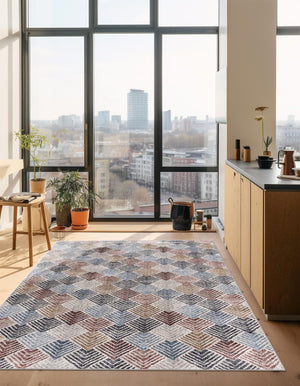 Multicolor 2' x 3' Eco Trellis Rectangle Area Rug 100% Recycled Space Dyed Polyester With Cotton Backing Geometric Pattern Eco-Friendly Carpet for Sale at Rug Engine