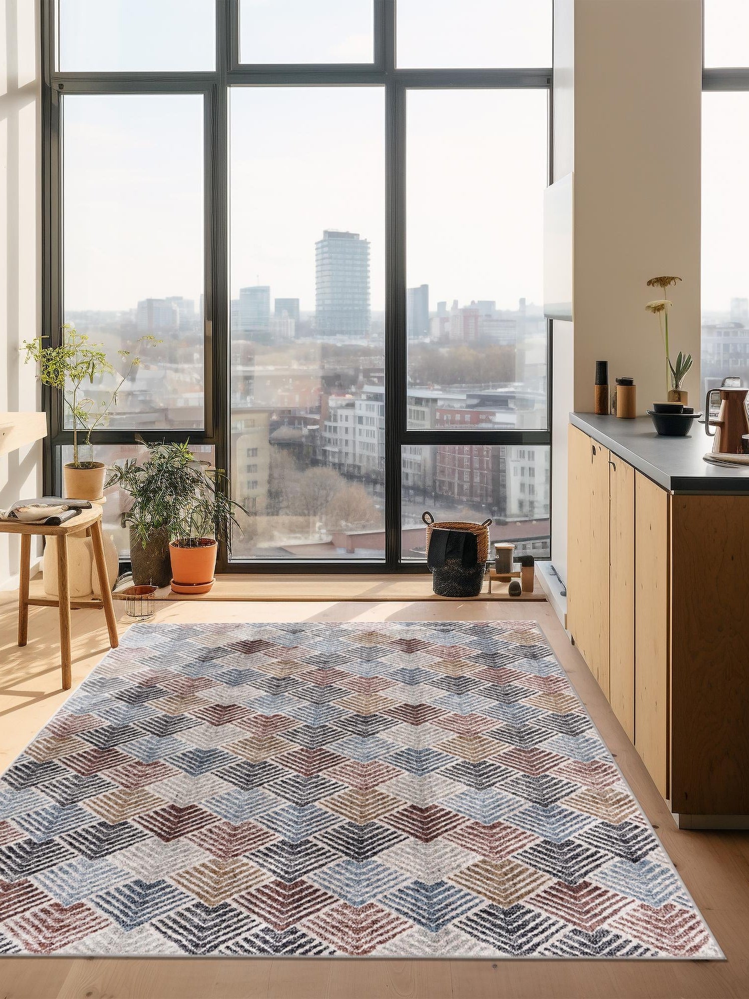 Multicolor 10' x 13' Eco Trellis Rectangle Area Rug 100% Recycled Space Dyed Polyester With Cotton Backing Geometric Pattern Eco-Friendly Carpet for Sale at Rug Engine