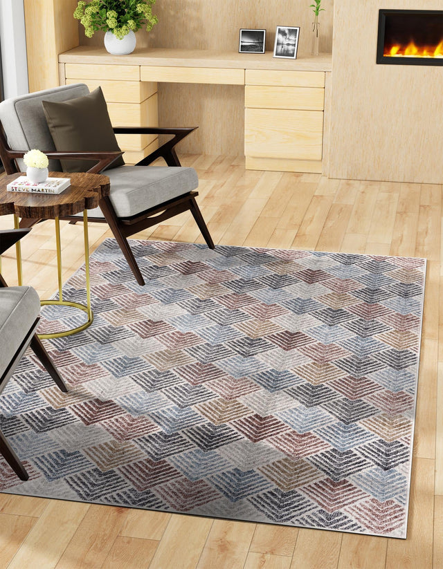 Multicolor 2' x 3' Eco Trellis Rectangle Area Rug 100% Recycled Space Dyed Polyester With Cotton Backing Geometric Pattern Eco-Friendly Carpet for Sale at Rug Engine