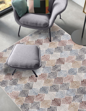Multicolor 7' 10 x 10' Eco Trellis Rectangle Area Rug 100% Recycled Space Dyed Polyester With Cotton Backing Geometric Pattern Eco-Friendly Carpet for Sale at Rug Engine