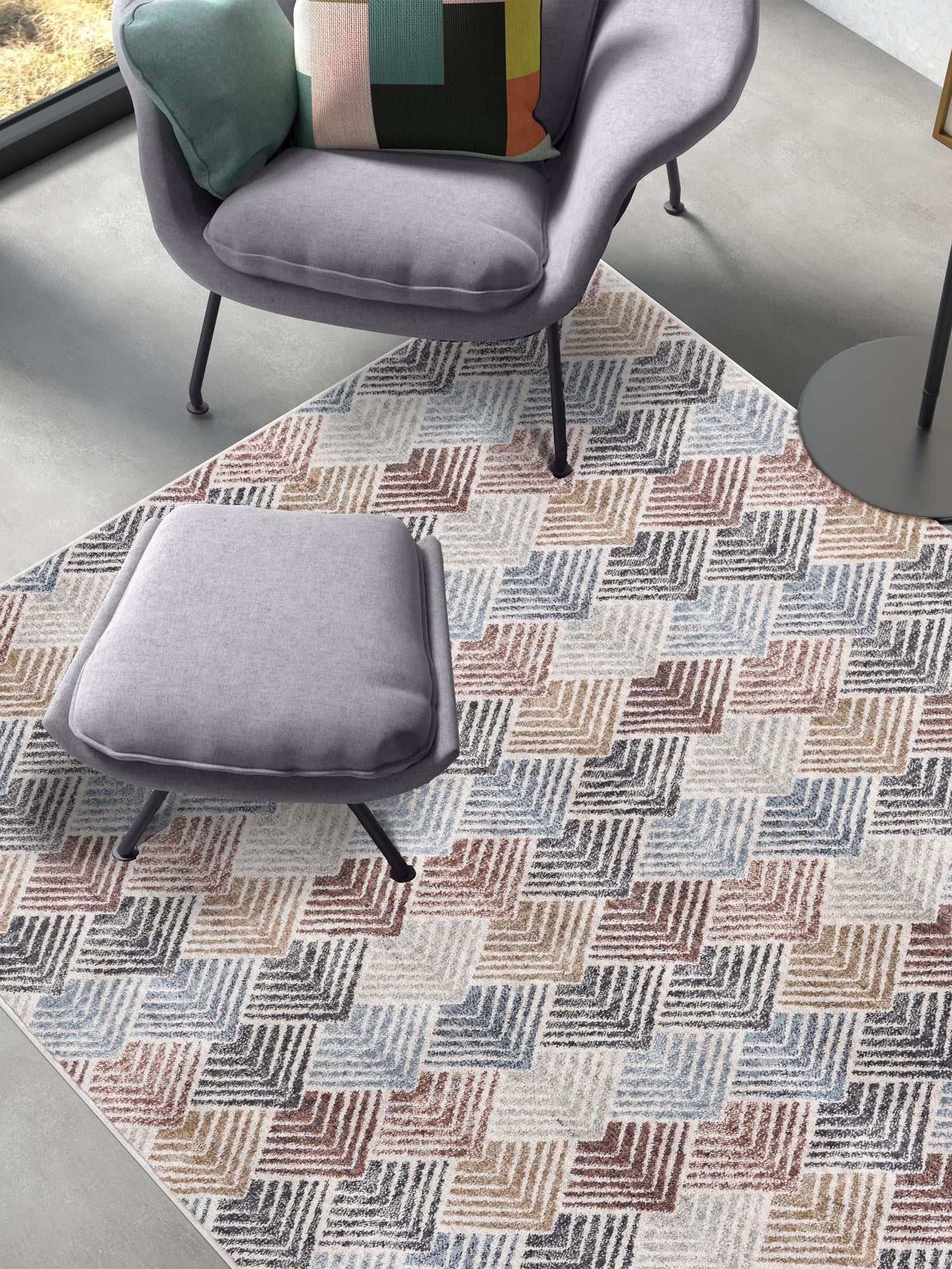 Multicolor 2' x 3' Eco Trellis Rectangle Area Rug 100% Recycled Space Dyed Polyester With Cotton Backing Geometric Pattern Eco-Friendly Carpet for Sale at Rug Engine