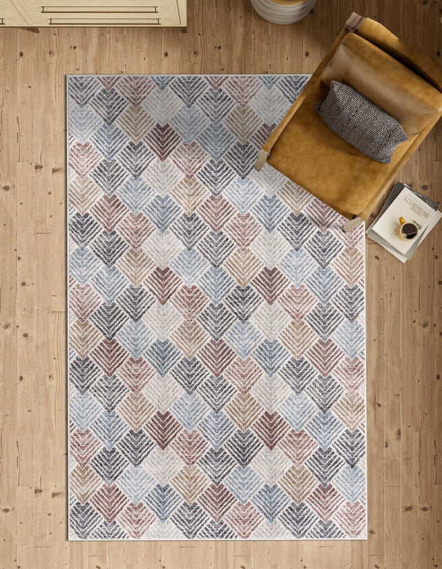 Multicolor 7' 10 x 10' Eco Trellis Rectangle Area Rug 100% Recycled Space Dyed Polyester With Cotton Backing Geometric Pattern Eco-Friendly Carpet for Sale at Rug Engine