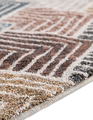 Multicolor 3' 3 x 3' 3 Eco Trellis Round Area Rug 100% Recycled Space Dyed Polyester With Cotton Backing Geometric Pattern Eco-Friendly Carpet for Sale at Rug Engine