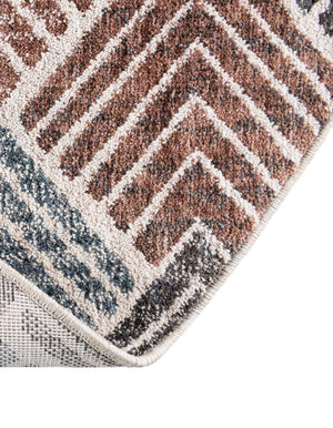 Multicolor 7' x 7' Eco Trellis Round Area Rug 100% Recycled Space Dyed Polyester With Cotton Backing Geometric Pattern Eco-Friendly Carpet for Sale at Rug Engine