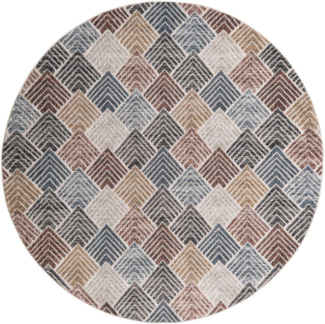 Multicolor 7' x 7' Eco Trellis Round Area Rug 100% Recycled Space Dyed Polyester With Cotton Backing Geometric Pattern Eco-Friendly Carpet for Sale at Rug Engine