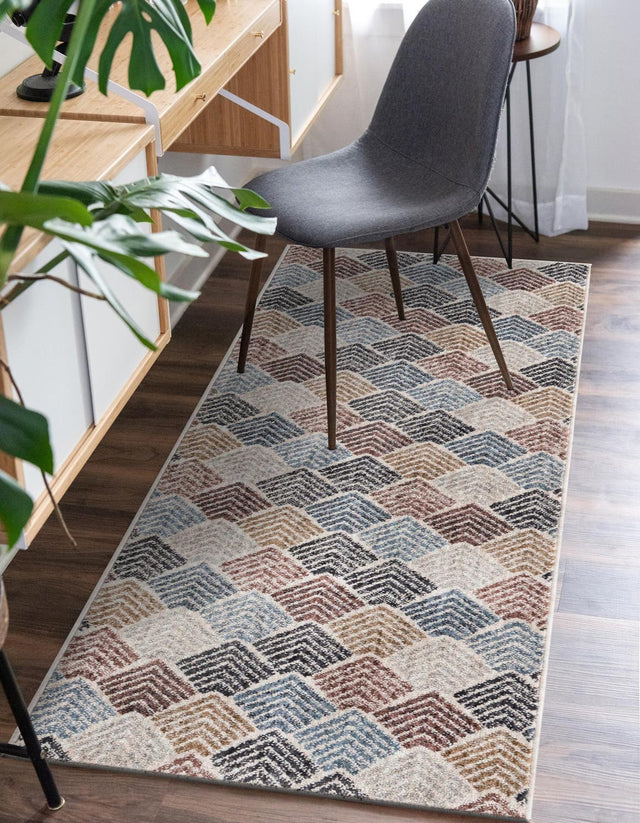 Multicolor 2' 7 x 12' Eco Trellis Runner Area Rug 100% Recycled Space Dyed Polyester With Cotton Backing Geometric Pattern Eco-Friendly Carpet for Sale at Rug Engine