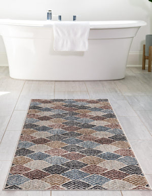 Multicolor 2' x 8' Eco Trellis Runner Area Rug 100% Recycled Space Dyed Polyester With Cotton Backing Geometric Pattern Eco-Friendly Carpet for Sale at Rug Engine