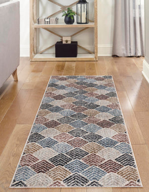 Multicolor 2' x 6' Eco Trellis Runner Area Rug 100% Recycled Space Dyed Polyester With Cotton Backing Geometric Pattern Eco-Friendly Carpet for Sale at Rug Engine