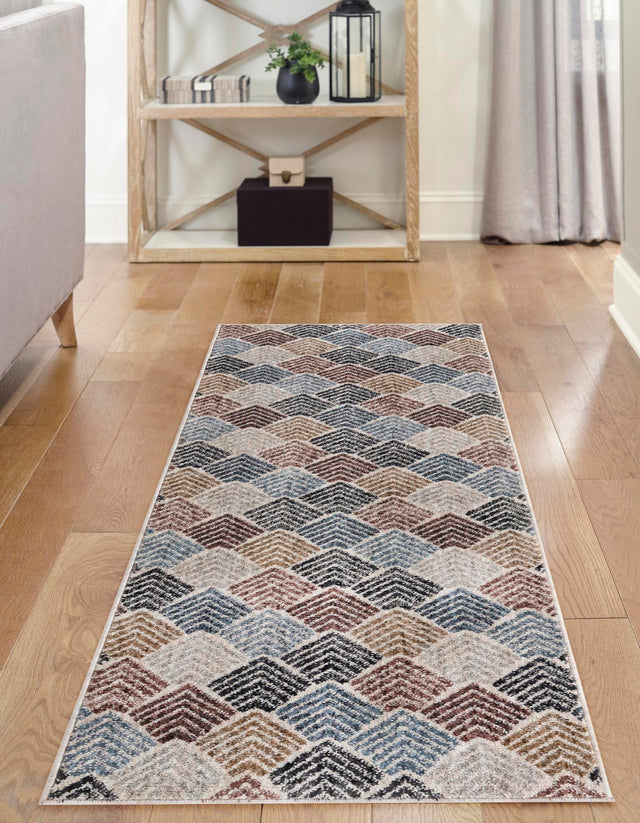 Multicolor 2' x 6' Eco Trellis Runner Area Rug 100% Recycled Space Dyed Polyester With Cotton Backing Geometric Pattern Eco-Friendly Carpet for Sale at Rug Engine