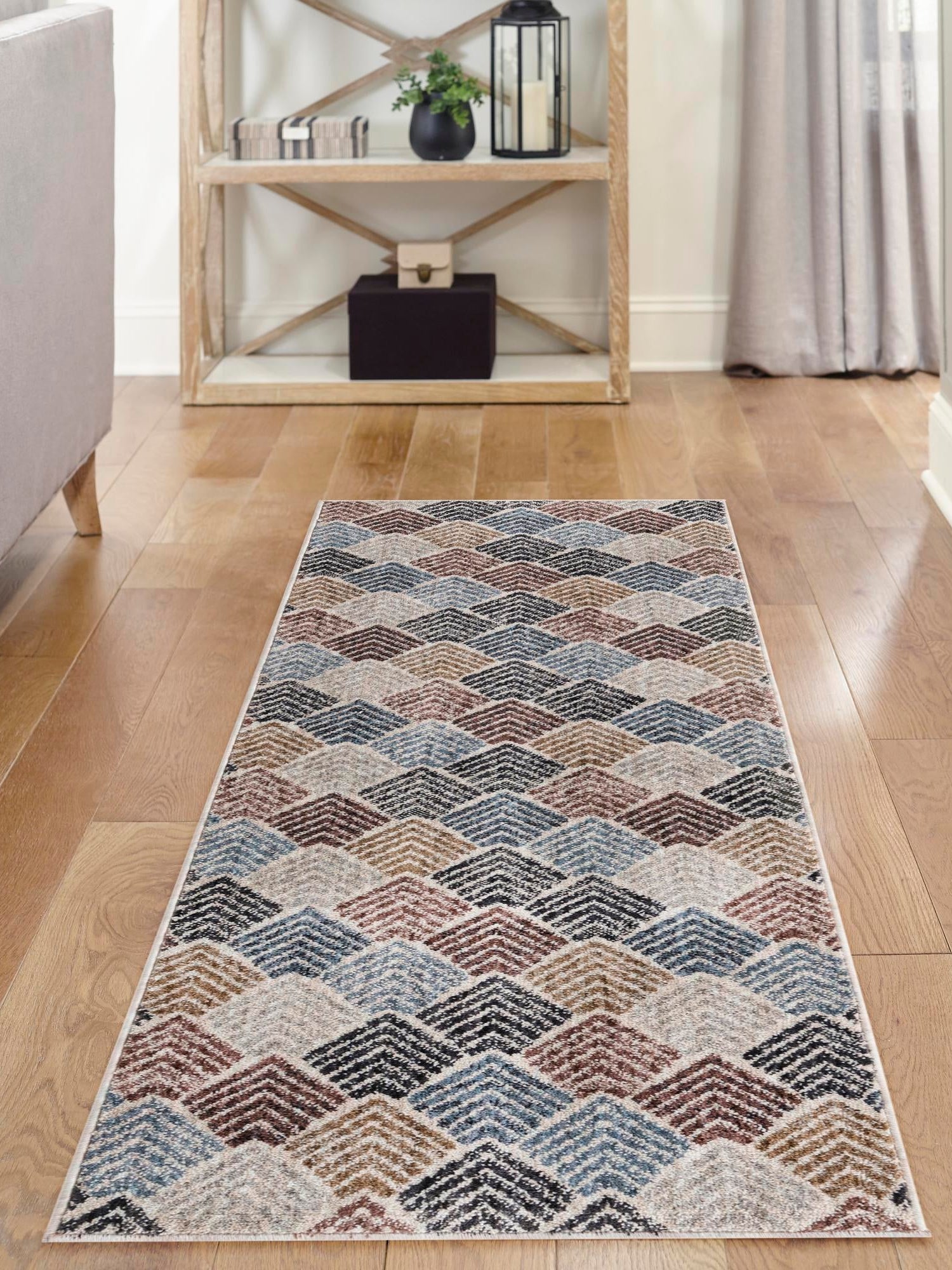 Multicolor 2' x 8' Eco Trellis Runner Area Rug 100% Recycled Space Dyed Polyester With Cotton Backing Geometric Pattern Eco-Friendly Carpet for Sale at Rug Engine