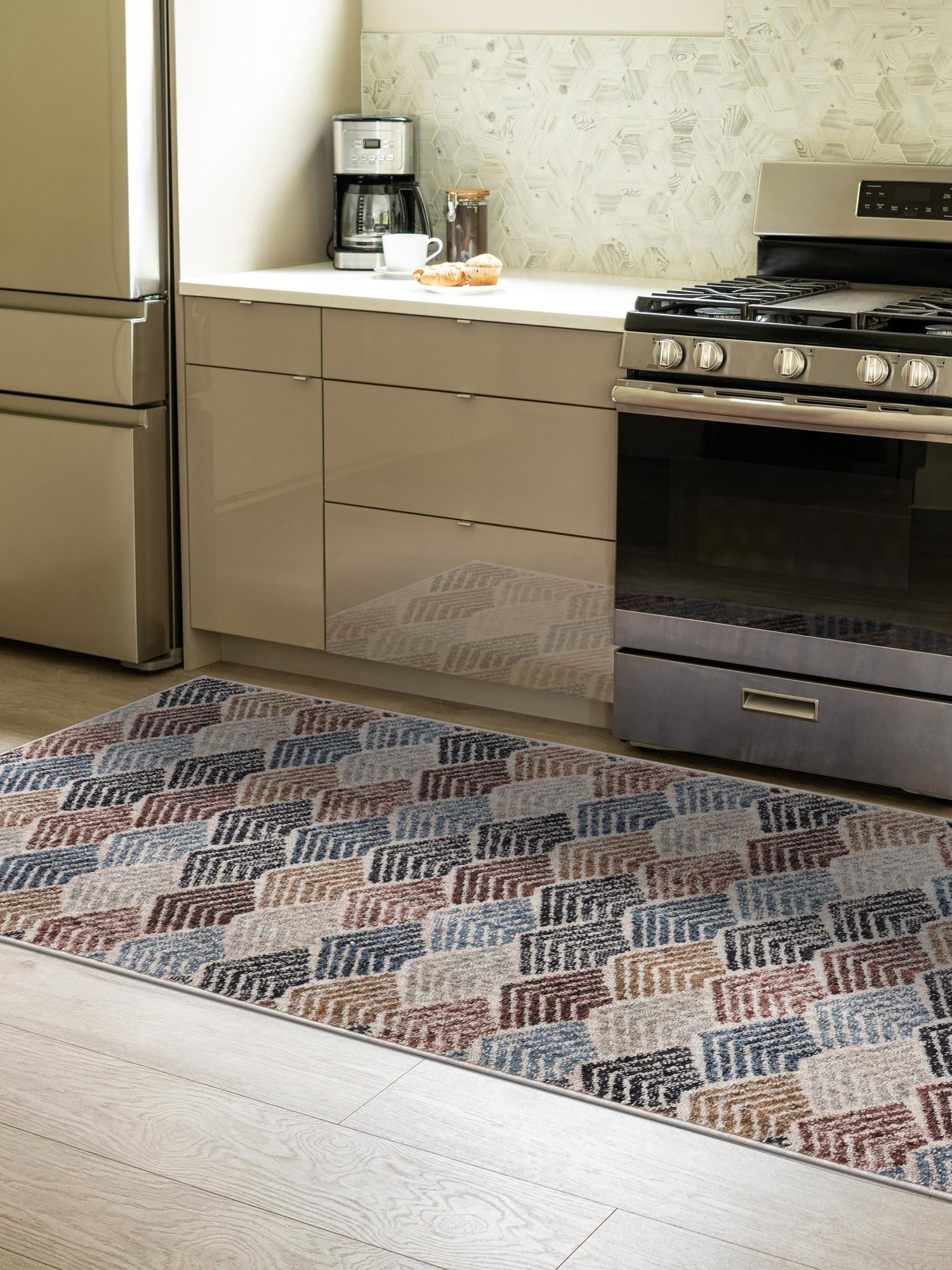 Multicolor 2' 7 x 12' Eco Trellis Runner Area Rug 100% Recycled Space Dyed Polyester With Cotton Backing Geometric Pattern Eco-Friendly Carpet for Sale at Rug Engine