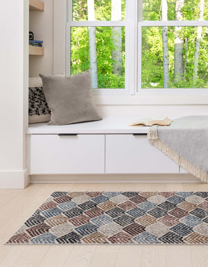 Multicolor 2' x 8' Eco Trellis Runner Area Rug 100% Recycled Space Dyed Polyester With Cotton Backing Geometric Pattern Eco-Friendly Carpet for Sale at Rug Engine