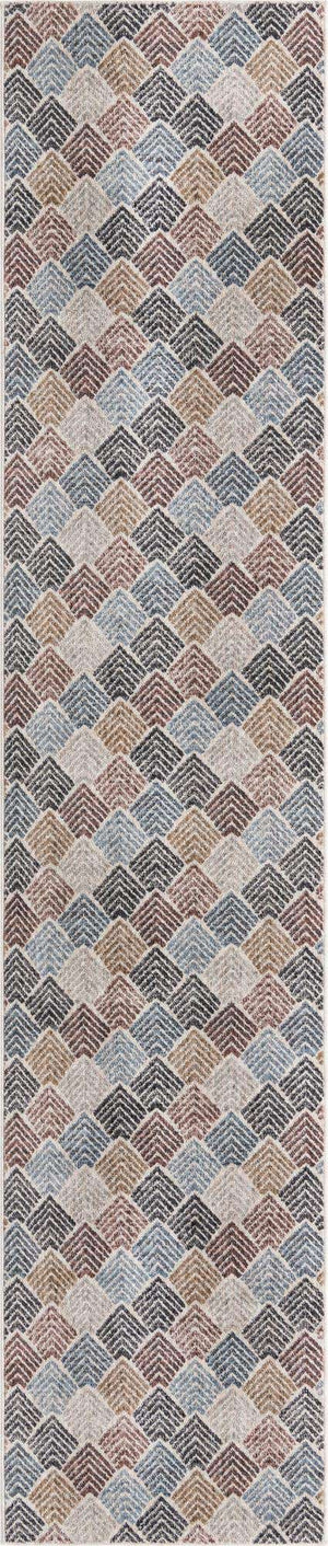 Multicolor 2' 7 x 12' Eco Trellis Runner Area Rug 100% Recycled Space Dyed Polyester With Cotton Backing Geometric Pattern Eco-Friendly Carpet for Sale at Rug Engine