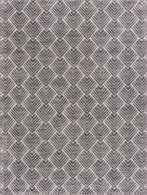 Charcoal Ivory 7' 10 x 10' Eco Trellis Rectangle Area Rug 100% Recycled Space Dyed Polyester With Cotton Backing Geometric Pattern Eco-Friendly Carpet for Sale at Rug Engine