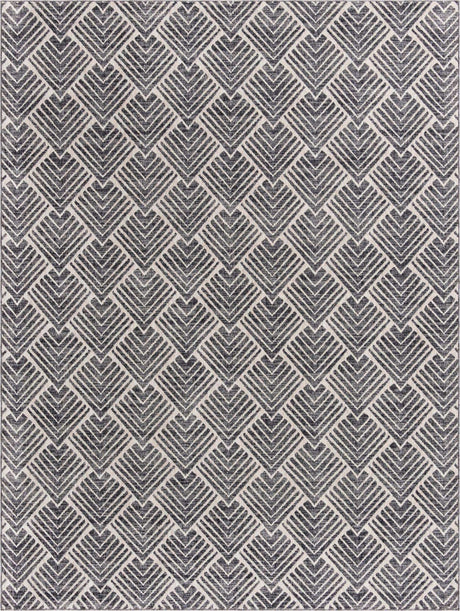 Charcoal Ivory 7' 10 x 10' Eco Trellis Rectangle Area Rug 100% Recycled Space Dyed Polyester With Cotton Backing Geometric Pattern Eco-Friendly Carpet for Sale at Rug Engine