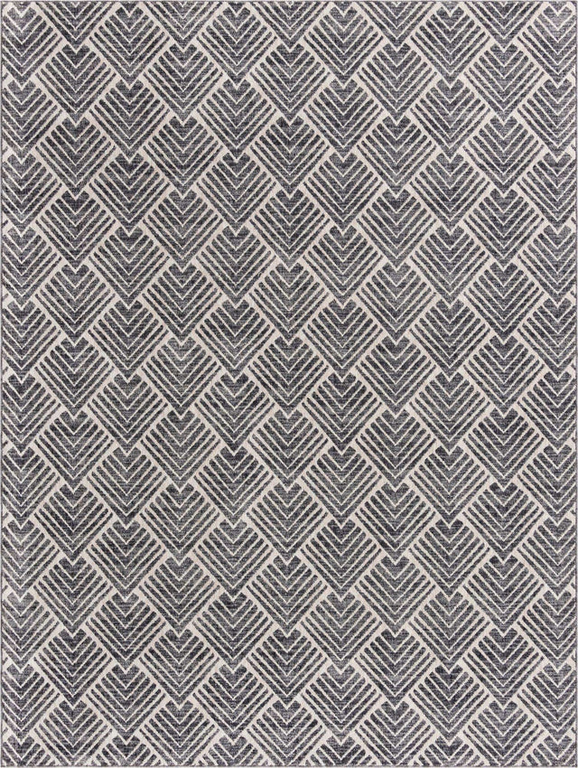 Charcoal Ivory 7' 10 x 10' Eco Trellis Rectangle Area Rug 100% Recycled Space Dyed Polyester With Cotton Backing Geometric Pattern Eco-Friendly Carpet for Sale at Rug Engine