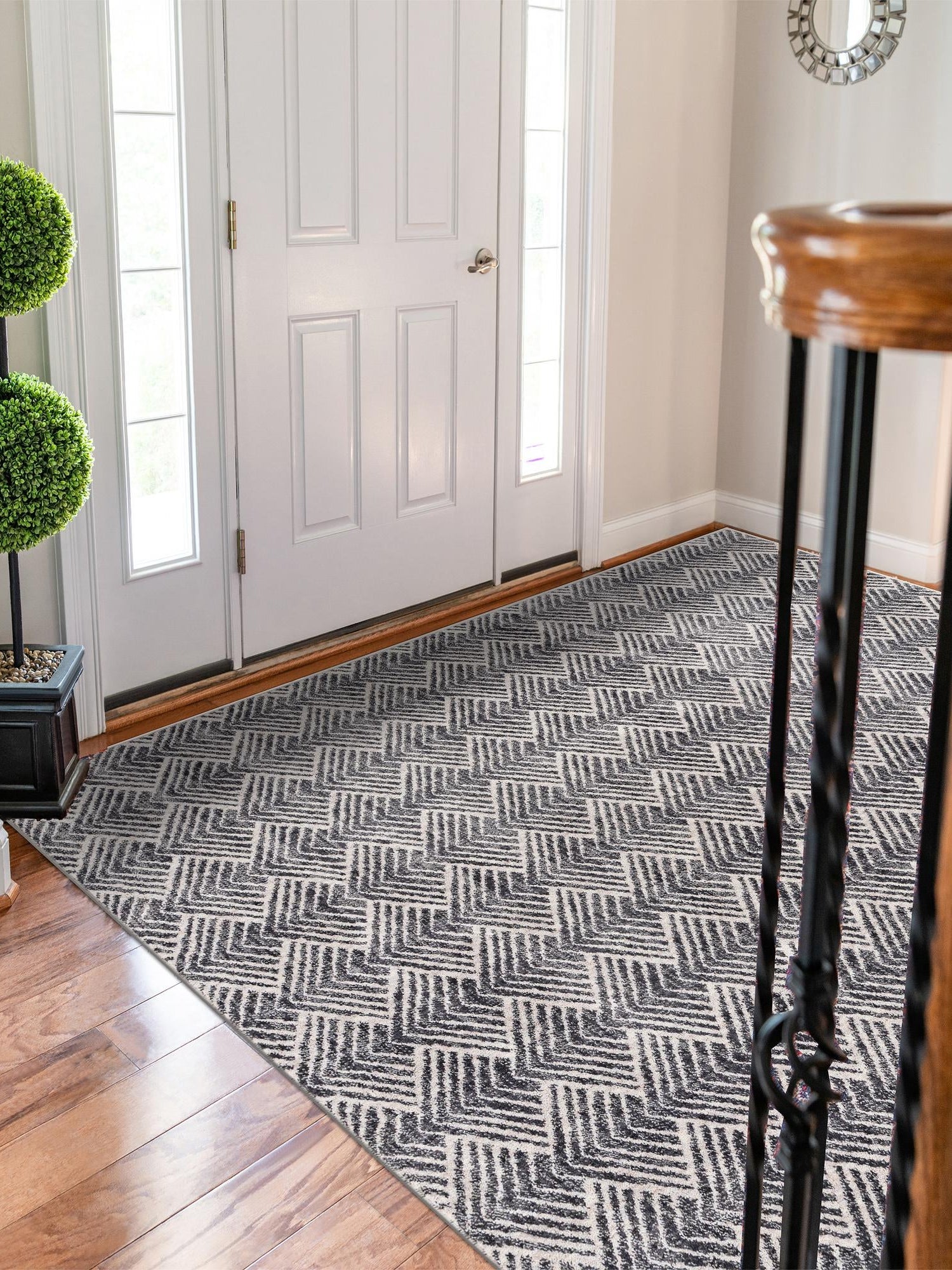 Charcoal Ivory 10' x 13' Eco Trellis Rectangle Area Rug 100% Recycled Space Dyed Polyester With Cotton Backing Geometric Pattern Eco-Friendly Carpet for Sale at Rug Engine