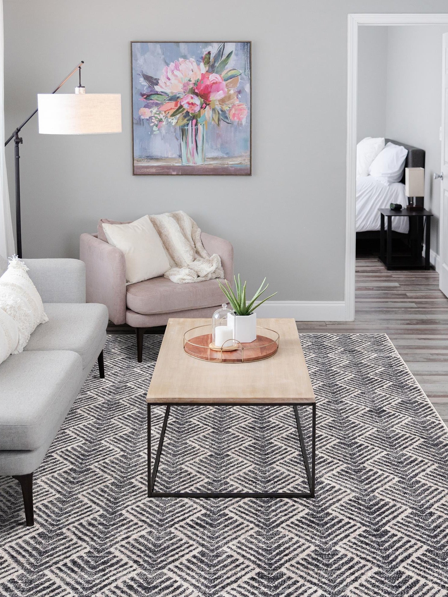 Charcoal Ivory 7' 10 x 10' Eco Trellis Rectangle Area Rug 100% Recycled Space Dyed Polyester With Cotton Backing Geometric Pattern Eco-Friendly Carpet for Sale at Rug Engine