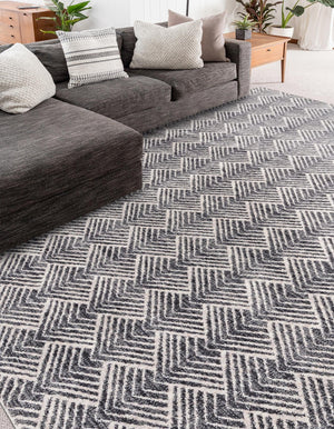 Charcoal Ivory 10' x 13' Eco Trellis Rectangle Area Rug 100% Recycled Space Dyed Polyester With Cotton Backing Geometric Pattern Eco-Friendly Carpet for Sale at Rug Engine