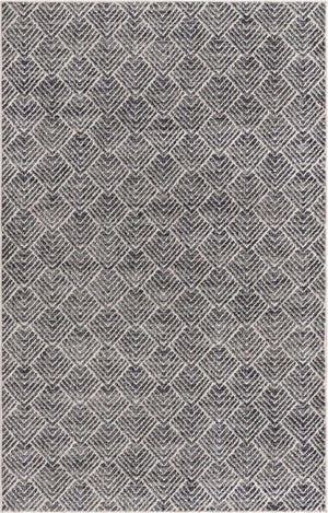 Charcoal Ivory 4' x 6' Eco Trellis Rectangle Area Rug 100% Recycled Space Dyed Polyester With Cotton Backing Geometric Pattern Eco-Friendly Carpet for Sale at Rug Engine