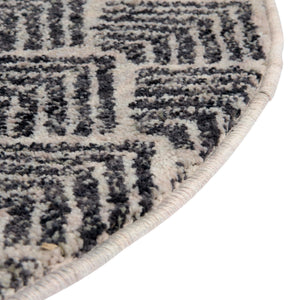 Charcoal Ivory 7' x 7' Eco Trellis Round Area Rug 100% Recycled Space Dyed Polyester With Cotton Backing Geometric Pattern Eco-Friendly Carpet for Sale at Rug Engine