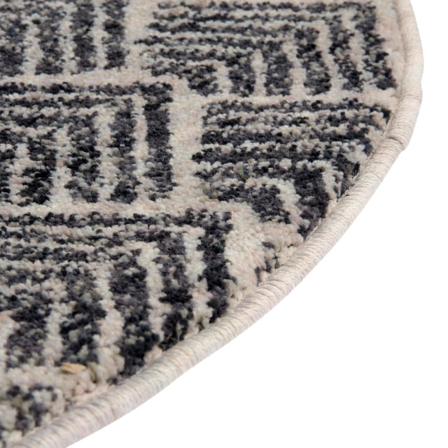 Charcoal Ivory 7' x 7' Eco Trellis Round Area Rug 100% Recycled Space Dyed Polyester With Cotton Backing Geometric Pattern Eco-Friendly Carpet for Sale at Rug Engine