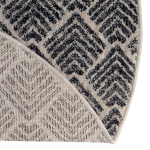 Charcoal Ivory 7' x 7' Eco Trellis Round Area Rug 100% Recycled Space Dyed Polyester With Cotton Backing Geometric Pattern Eco-Friendly Carpet for Sale at Rug Engine