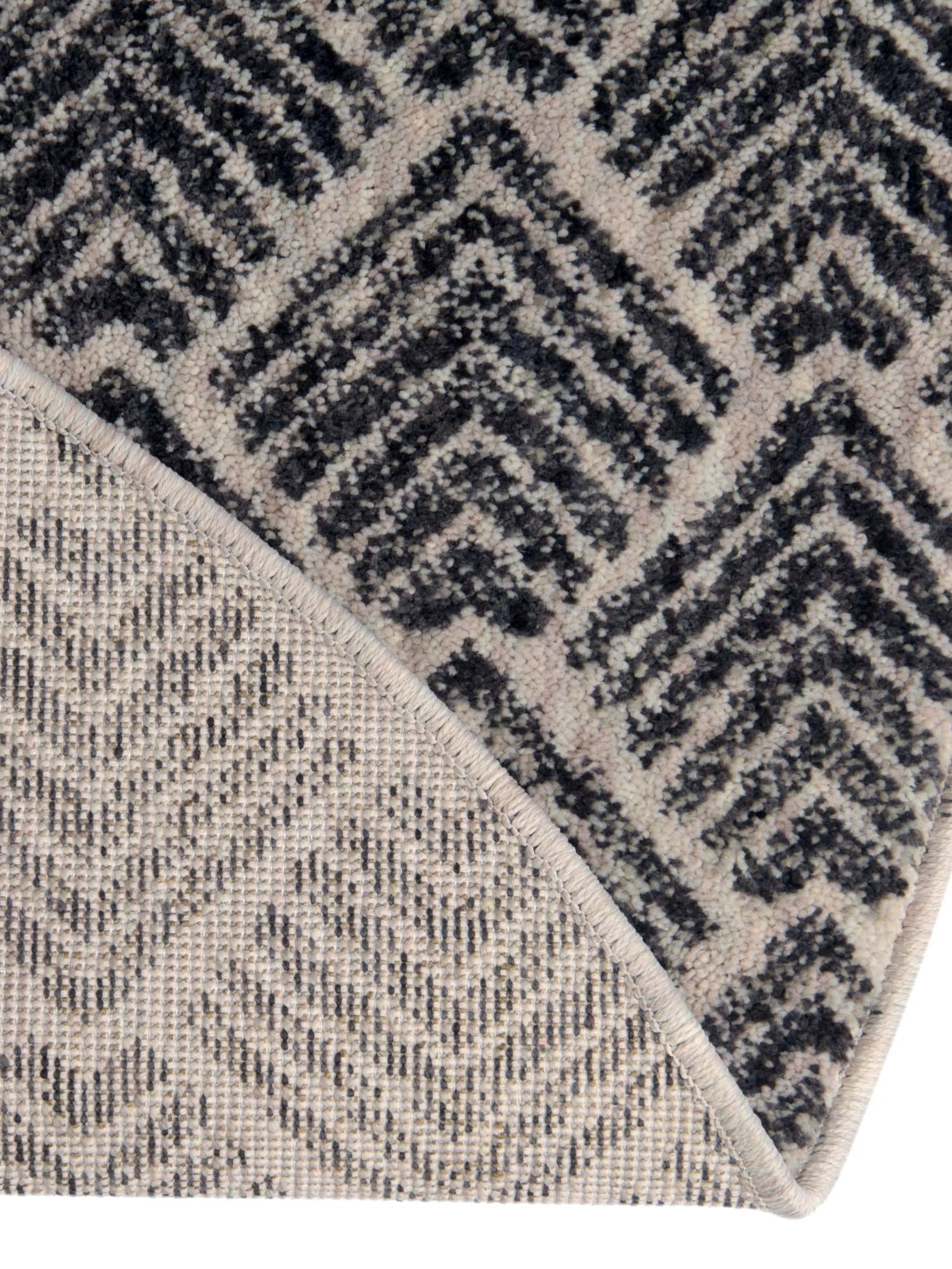 Charcoal Ivory 3' 3 x 3' 3 Eco Trellis Round Area Rug 100% Recycled Space Dyed Polyester With Cotton Backing Geometric Pattern Eco-Friendly Carpet for Sale at Rug Engine