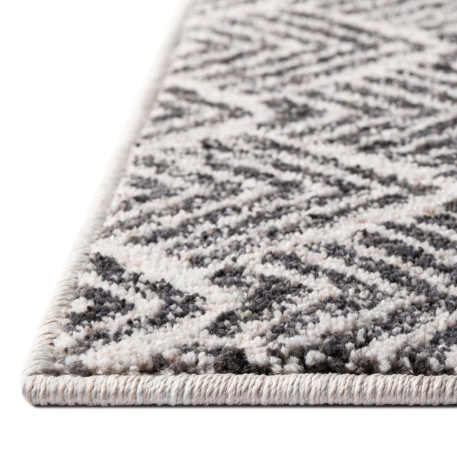Charcoal Ivory 2' x 6' Eco Trellis Runner Area Rug 100% Recycled Space Dyed Polyester With Cotton Backing Geometric Pattern Eco-Friendly Carpet for Sale at Rug Engine