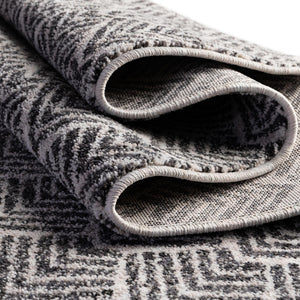 Charcoal Ivory 2' x 6' Eco Trellis Runner Area Rug 100% Recycled Space Dyed Polyester With Cotton Backing Geometric Pattern Eco-Friendly Carpet for Sale at Rug Engine