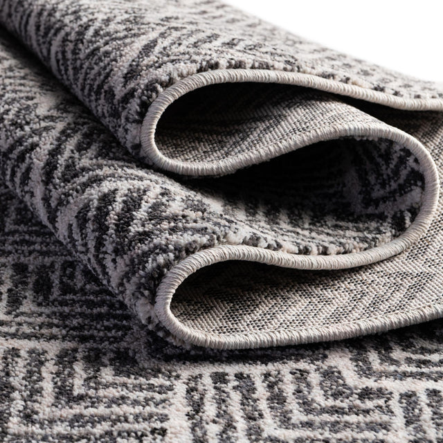 Charcoal Ivory 2' x 6' Eco Trellis Runner Area Rug 100% Recycled Space Dyed Polyester With Cotton Backing Geometric Pattern Eco-Friendly Carpet for Sale at Rug Engine