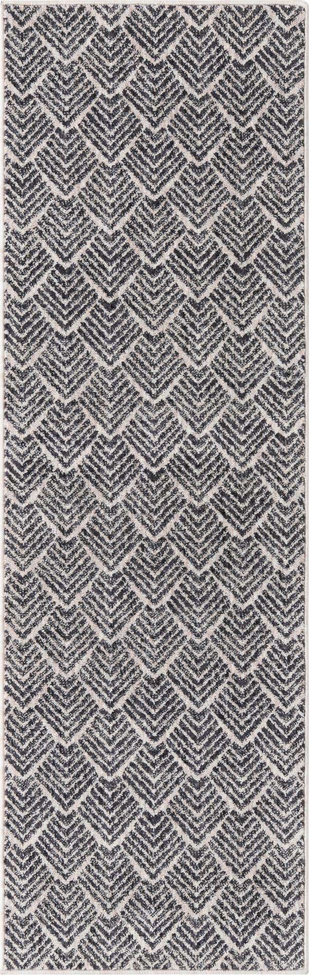 Charcoal Ivory 2' x 6' Eco Trellis Runner Area Rug 100% Recycled Space Dyed Polyester With Cotton Backing Geometric Pattern Eco-Friendly Carpet for Sale at Rug Engine