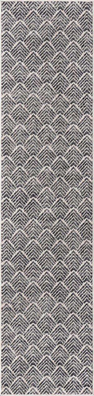 Charcoal Ivory 2' x 8' Eco Trellis Runner Area Rug 100% Recycled Space Dyed Polyester With Cotton Backing Geometric Pattern Eco-Friendly Carpet for Sale at Rug Engine
