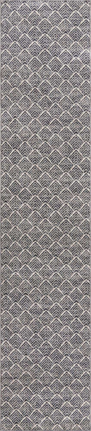 Charcoal Ivory 2' 7 x 12' Eco Trellis Runner Area Rug 100% Recycled Space Dyed Polyester With Cotton Backing Geometric Pattern Eco-Friendly Carpet for Sale at Rug Engine