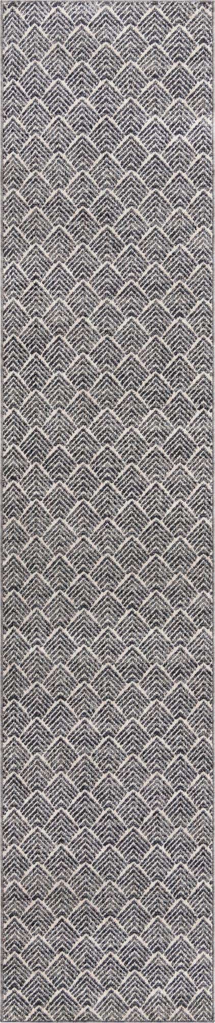 Charcoal Ivory 2' 7 x 12' Eco Trellis Runner Area Rug 100% Recycled Space Dyed Polyester With Cotton Backing Geometric Pattern Eco-Friendly Carpet for Sale at Rug Engine