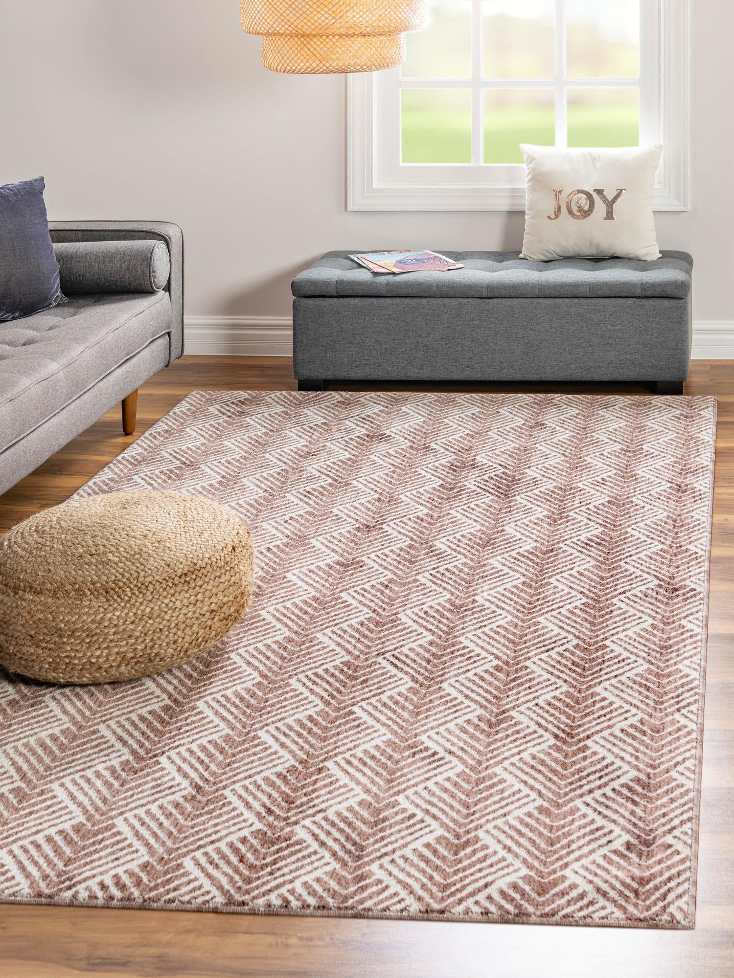 Dusty Rose 1' 4 x 1' 4 Eco Trellis Sample Area Rug 100% Recycled Space Dyed Polyester With Cotton Backing Geometric Pattern Eco-Friendly Carpet for Sale at Rug Engine