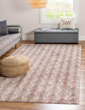 Dusty Rose 2' x 3' Eco Trellis Rectangle Area Rug 100% Recycled Space Dyed Polyester With Cotton Backing Geometric Pattern Eco-Friendly Carpet for Sale at Rug Engine