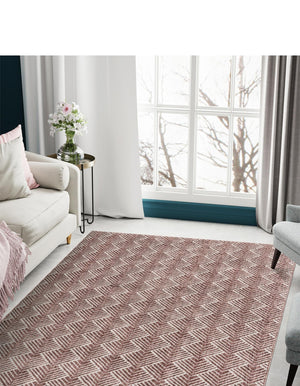 Dusty Rose 5' 3 x 8' Eco Trellis Rectangle Area Rug 100% Recycled Space Dyed Polyester With Cotton Backing Geometric Pattern Eco-Friendly Carpet for Sale at Rug Engine