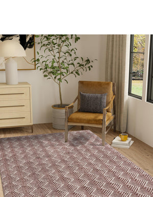 Dusty Rose 2' x 3' Eco Trellis Rectangle Area Rug 100% Recycled Space Dyed Polyester With Cotton Backing Geometric Pattern Eco-Friendly Carpet for Sale at Rug Engine