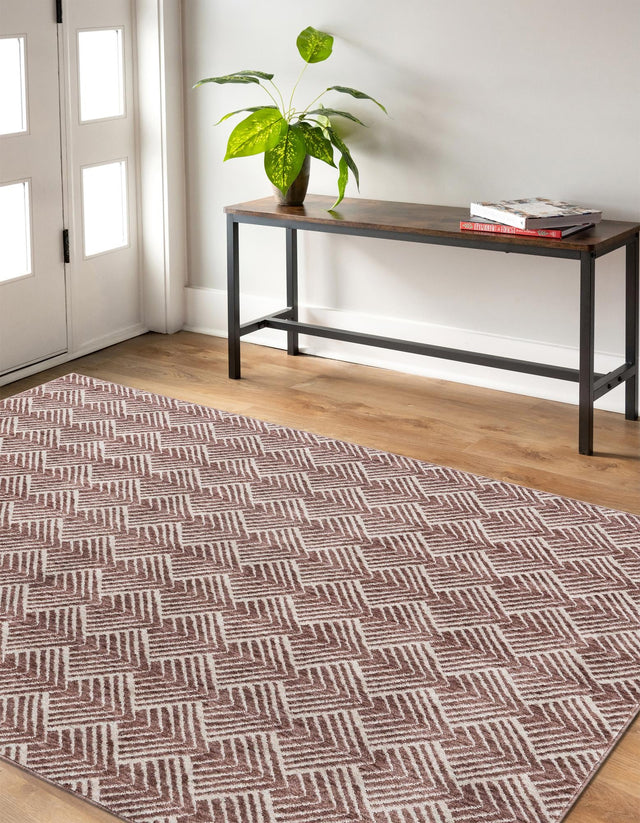 Dusty Rose 2' x 3' Eco Trellis Rectangle Area Rug 100% Recycled Space Dyed Polyester With Cotton Backing Geometric Pattern Eco-Friendly Carpet for Sale at Rug Engine