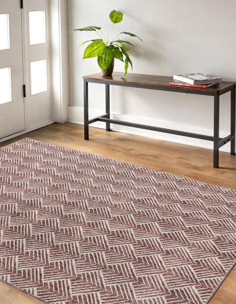 Dusty Rose 7' 10 x 10' Eco Trellis Rectangle Area Rug 100% Recycled Space Dyed Polyester With Cotton Backing Geometric Pattern Eco-Friendly Carpet for Sale at Rug Engine