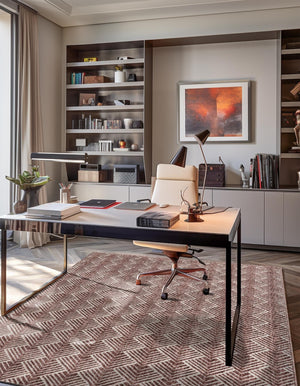 Dusty Rose 2' x 3' Eco Trellis Rectangle Area Rug 100% Recycled Space Dyed Polyester With Cotton Backing Geometric Pattern Eco-Friendly Carpet for Sale at Rug Engine