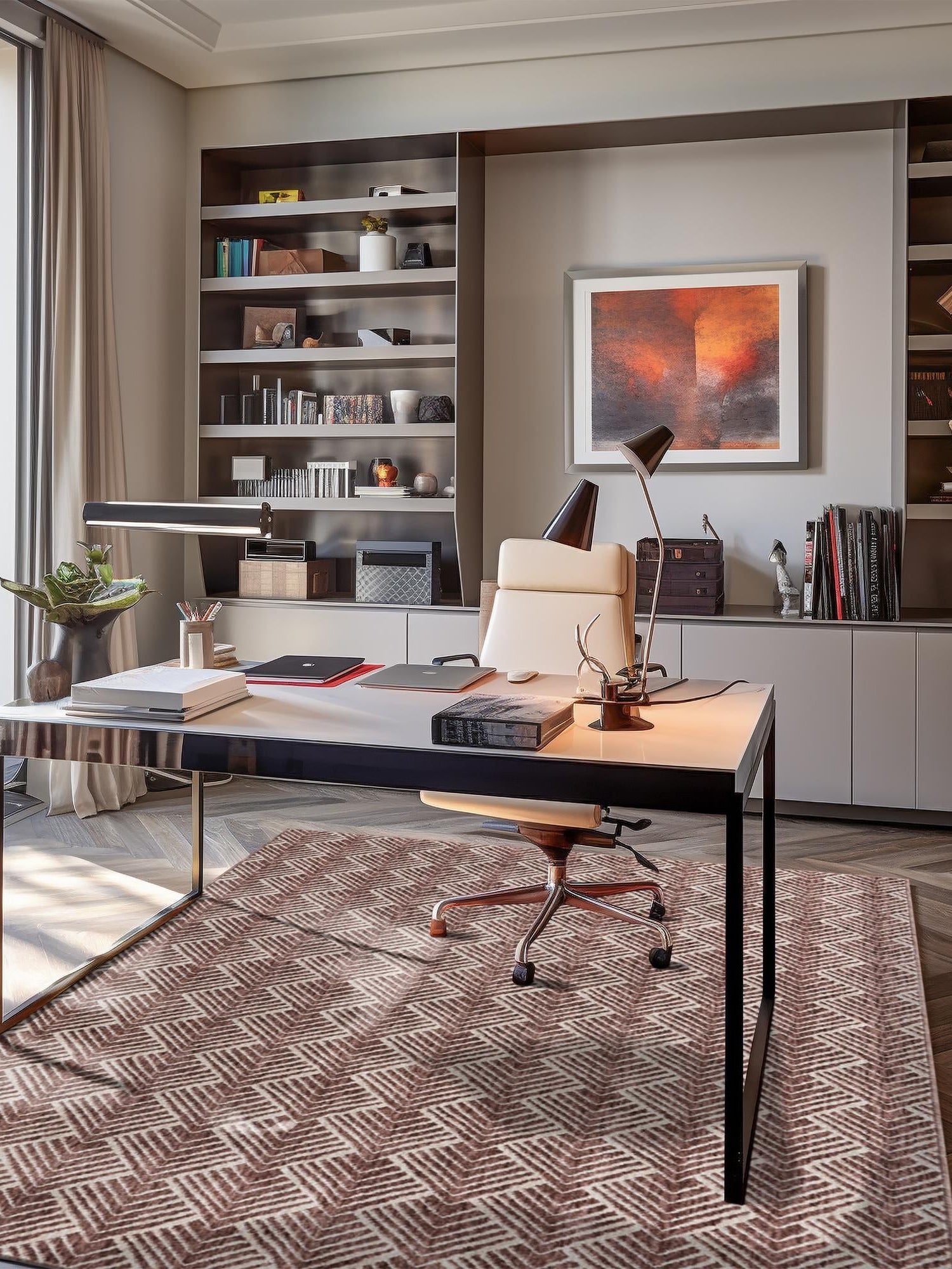 Dusty Rose 4' x 6' Eco Trellis Rectangle Area Rug 100% Recycled Space Dyed Polyester With Cotton Backing Geometric Pattern Eco-Friendly Carpet for Sale at Rug Engine