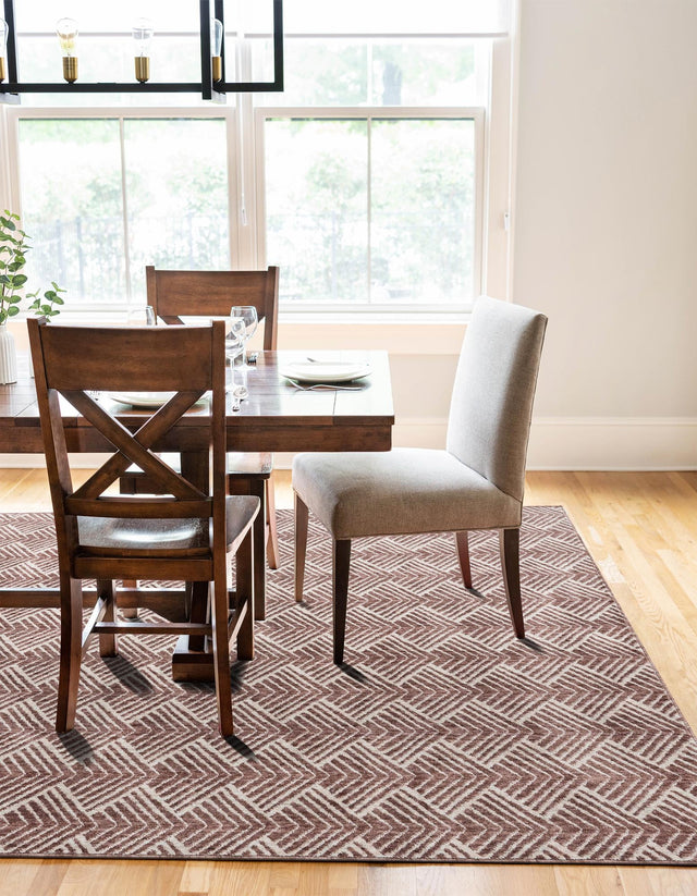 Dusty Rose 2' x 3' Eco Trellis Rectangle Area Rug 100% Recycled Space Dyed Polyester With Cotton Backing Geometric Pattern Eco-Friendly Carpet for Sale at Rug Engine