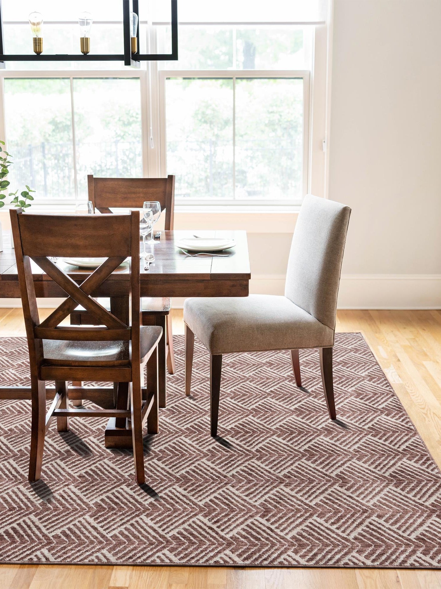 Dusty Rose 7' 10 x 10' Eco Trellis Rectangle Area Rug 100% Recycled Space Dyed Polyester With Cotton Backing Geometric Pattern Eco-Friendly Carpet for Sale at Rug Engine
