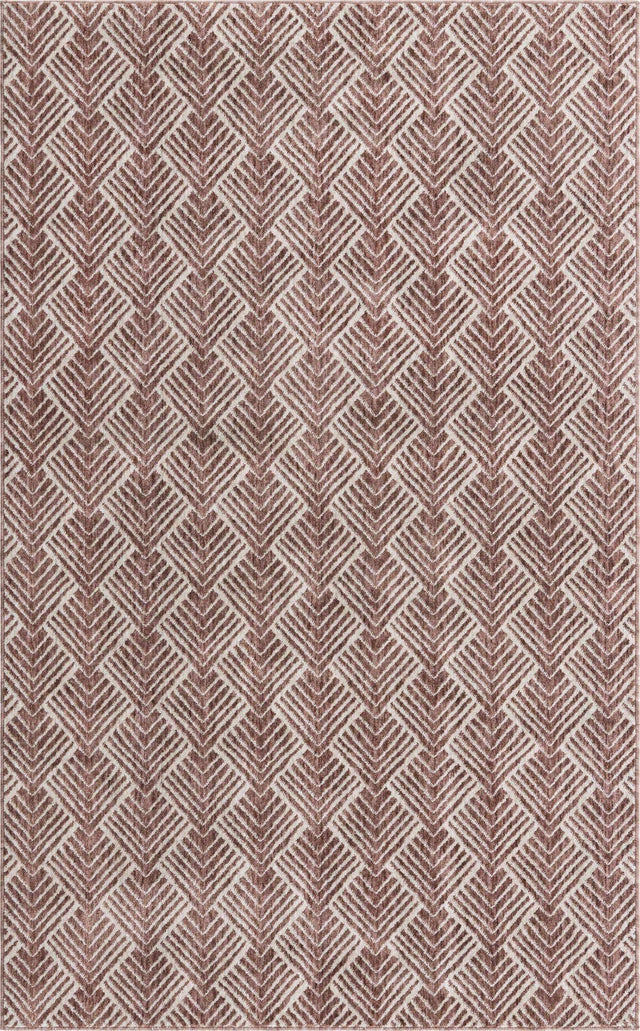 Dusty Rose 5' 3 x 8' Eco Trellis Rectangle Area Rug 100% Recycled Space Dyed Polyester With Cotton Backing Geometric Pattern Eco-Friendly Carpet for Sale at Rug Engine