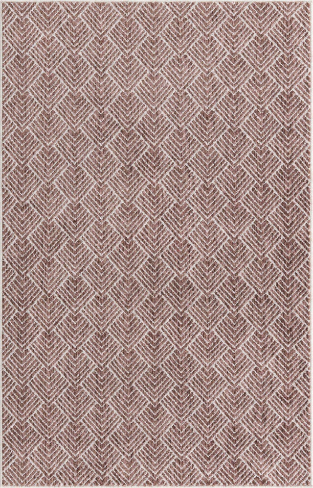 Dusty Rose 4' x 6' Eco Trellis Rectangle Area Rug 100% Recycled Space Dyed Polyester With Cotton Backing Geometric Pattern Eco-Friendly Carpet for Sale at Rug Engine