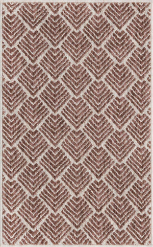 Dusty Rose 2' x 3' Eco Trellis Rectangle Area Rug 100% Recycled Space Dyed Polyester With Cotton Backing Geometric Pattern Eco-Friendly Carpet for Sale at Rug Engine