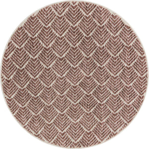 Dusty Rose 3' 3 x 3' 3 Eco Trellis Round Area Rug 100% Recycled Space Dyed Polyester With Cotton Backing Geometric Pattern Eco-Friendly Carpet for Sale at Rug Engine